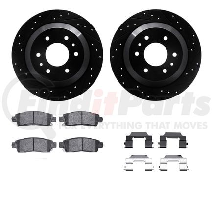 8512-48048 by DYNAMIC FRICTION COMPANY - Brake Rotor - Dimpled & Slotted - Black w/5000 Brake Pads & HW Kit