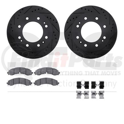 8512-48055 by DYNAMIC FRICTION COMPANY - Rotors-Drilled & Slotted-Black w/ 5000 Advanced Brake Pads Incl Hdw