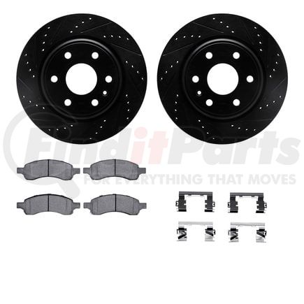 8512-48061 by DYNAMIC FRICTION COMPANY - Brake Rotor - Dimpled & Slotted - Black w/5000 Brake Pads & HW Kit