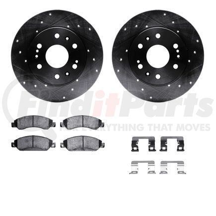 8512-48057 by DYNAMIC FRICTION COMPANY - Brake Rotor - Dimpled & Slotted - Black w/5000 Brake Pads & HW Kit