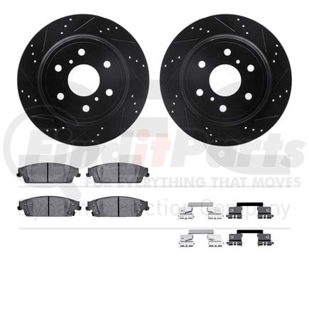 8512-48063 by DYNAMIC FRICTION COMPANY - Brake Rotor - Dimpled & Slotted - Black w/5000 Brake Pads & HW Kit