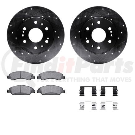 8512-48065 by DYNAMIC FRICTION COMPANY - Brake Rotor - Dimpled & Slotted - Black w/5000 Brake Pads & HW Kit