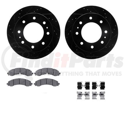 8512-48077 by DYNAMIC FRICTION COMPANY - Rotors-Drilled & Slotted-Black w/ 5000 Advanced Brake Pads Incl Hdw