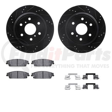 8512-48310 by DYNAMIC FRICTION COMPANY - Rotors-Drilled & Slotted-Black w/ 5000 Advanced Brake Pads Incl Hdw