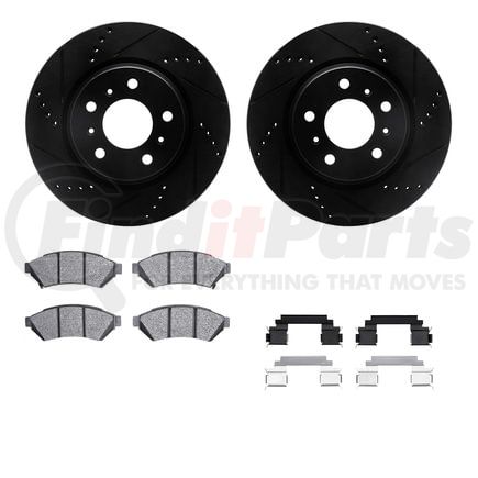 8512-52004 by DYNAMIC FRICTION COMPANY - Rotors-Drilled & Slotted-Black w/ 5000 Advanced Brake Pads Incl Hdw
