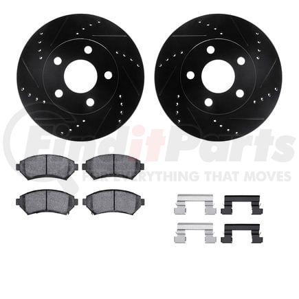 8512-52035 by DYNAMIC FRICTION COMPANY - Rotors-Drilled & Slotted-Black w/ 5000 Advanced Brake Pads Incl Hdw