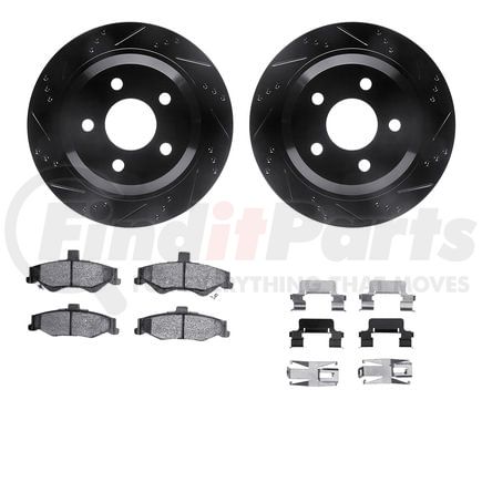 8512-52034 by DYNAMIC FRICTION COMPANY - Rotors-Drilled & Slotted-Black w/ 5000 Advanced Brake Pads Incl Hdw