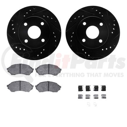 8512-54000 by DYNAMIC FRICTION COMPANY - Rotors-Drilled & Slotted-Black w/ 5000 Advanced Brake Pads Incl Hdw