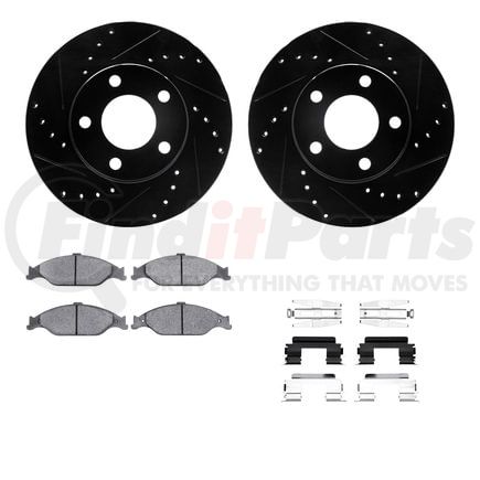 8512-54012 by DYNAMIC FRICTION COMPANY - Rotors-Drilled & Slotted-Black w/ 5000 Advanced Brake Pads Incl Hdw