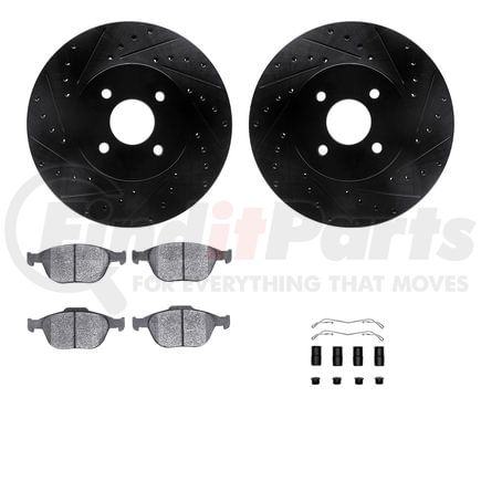 8512-54030 by DYNAMIC FRICTION COMPANY - Rotors-Drilled & Slotted-Black w/ 5000 Advanced Brake Pads Incl Hdw
