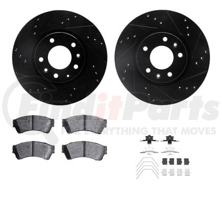 8512-54043 by DYNAMIC FRICTION COMPANY - Rotors-Drilled & Slotted-Black w/ 5000 Advanced Brake Pads Incl Hdw