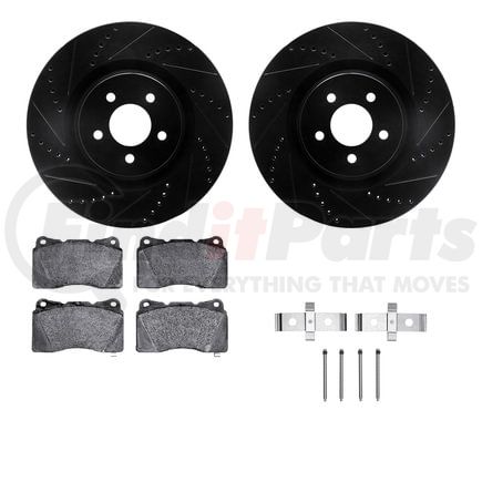 8512-54048 by DYNAMIC FRICTION COMPANY - Rotors-Drilled & Slotted-Black w/ 5000 Advanced Brake Pads Incl Hdw