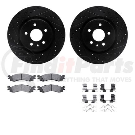 8512-54058 by DYNAMIC FRICTION COMPANY - Rotors-Drilled & Slotted-Black w/ 5000 Advanced Brake Pads Incl Hdw