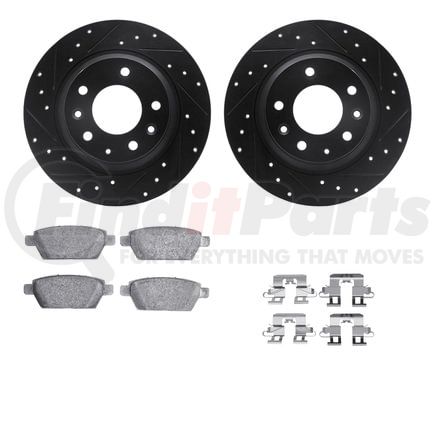 8512-54066 by DYNAMIC FRICTION COMPANY - Rotors-Drilled & Slotted-Black w/ 5000 Advanced Brake Pads Incl Hdw