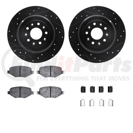 8512-54091 by DYNAMIC FRICTION COMPANY - Rotors-Drilled & Slotted-Black w/ 5000 Advanced Brake Pads Incl Hdw