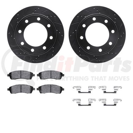 8512-54131 by DYNAMIC FRICTION COMPANY - Brake Rotor - Drilled & Slotted - Black w/5000 Brake Pads & HW Kit