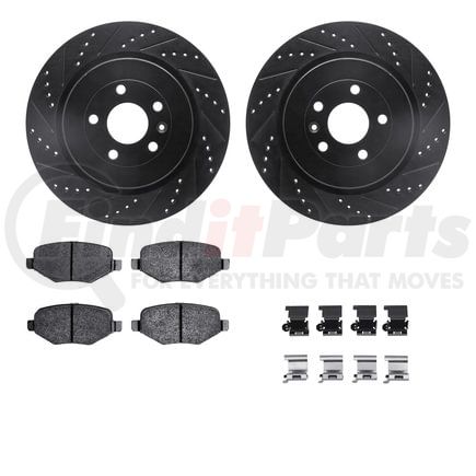 8512-54165 by DYNAMIC FRICTION COMPANY - Rotors-Drilled & Slotted-Black w/ 5000 Advanced Brake Pads Incl Hdw