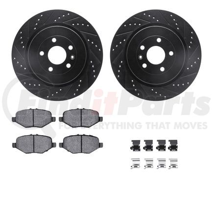 8512-54215 by DYNAMIC FRICTION COMPANY - Brake Rotor - Dimpled & Slotted - Black w/5000 Brake Pads & HW Kit