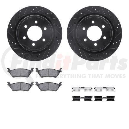 8512-54208 by DYNAMIC FRICTION COMPANY - Brake Rotor - Dimpled & Slotted - Black w/5000 Brake Pads & HW Kit