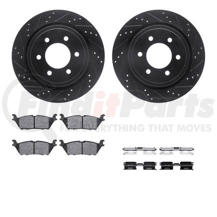 8512-54228 by DYNAMIC FRICTION COMPANY - Brake Rotor - Dimpled & Slotted - Black w/5000 Brake Pads & HW Kit