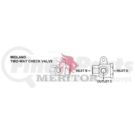 RKN25060 by MERITOR - Air Brake Double Check Valve - Diaphragm Type, 3/8 in. NPT Female Inlet and Outet Port