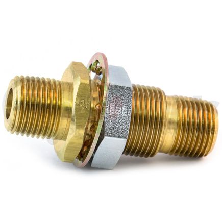 S600 by TRAMEC SLOAN - Bulkhead Fitting, Brass, 2-7/8, .375 x 1.125 Steel Nut