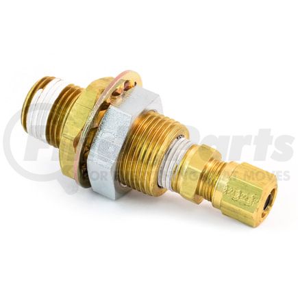 S646-S768AB-6-6 by TRAMEC SLOAN - Bulkhead Fitting, Brass, 3-3/8, .375 x 1.125 Steel Nut