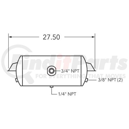 461004 by TRAMEC SLOAN - Air Tank, 9.5 Diameter, 1/2 Main Port, 3/8 End Port