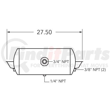 461005-22 by TRAMEC SLOAN - Air Tank, 9.5 Diameter, 3/4 Main Port, 3/8 End Port, Skid