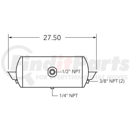 461001 by TRAMEC SLOAN - Air Tank, 9.5 Diameter, 3/4 Main Port, 1/2 End Port