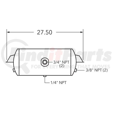 461012-22 by TRAMEC SLOAN - Air Tank, 9.5 Diameter, 1/2 (2) Main Port, 3/8 End Port, Skid