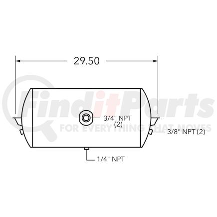 461009-18 by TRAMEC SLOAN - Air Tank, 12 Diameter, 3/4 (2) Main Port, 3/8 End Port,12.34 Gal, Skid