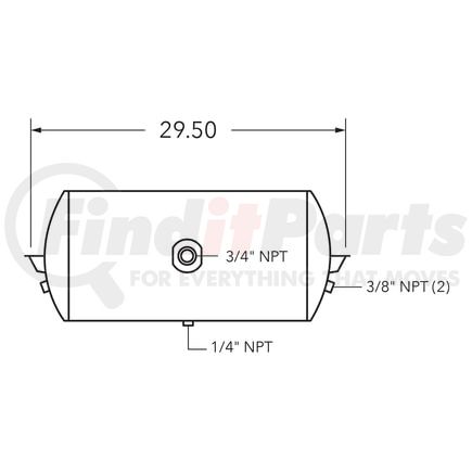 461010 by TRAMEC SLOAN - Air Tank, 12 Diameter, 3/4 Main Port, 3/8 End Port,12.34 Gal