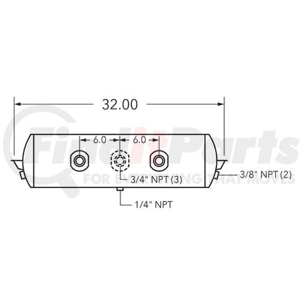 461023 by TRAMEC SLOAN - Air Tank, 8 Diameter, 3/4 (2) Main Port, 3/8 End Port