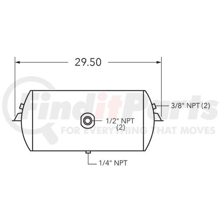 461024 by TRAMEC SLOAN - Air Tank, 12 Diameter, 1/2 Main Port, 3/8 End Port, 12.34 Gal