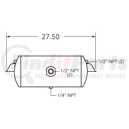 461025 by TRAMEC SLOAN - Air Tank, 9.5 Diameter, 1/2 (2) Main Port, 1/2 End Port