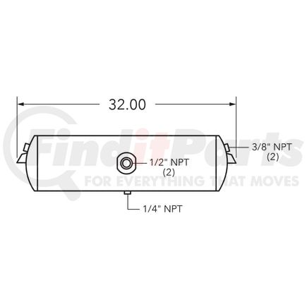 461026 by TRAMEC SLOAN - Air Tank, 8 Diameter, 1/2 Main Port, 3/8 End Port