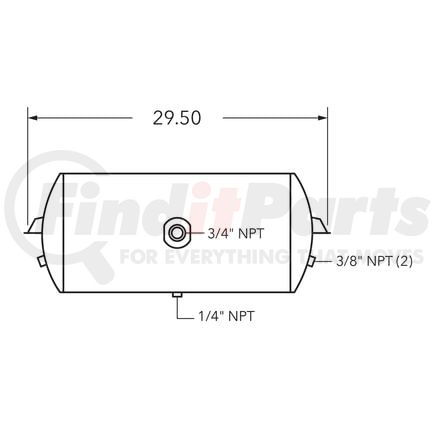 461016 by TRAMEC SLOAN - Air Tank, 12 Diameter, 3/4 Main Port, 3/8 End Port,12.34 Gal