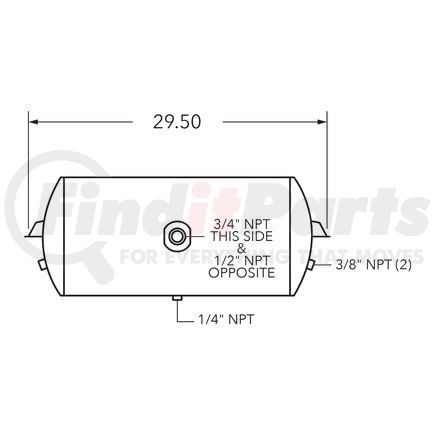 461017 by TRAMEC SLOAN - Air Tank, 12 Diameter, 3/4 & 1/2 Main Port, 3/8 End Port,12.34 Gal