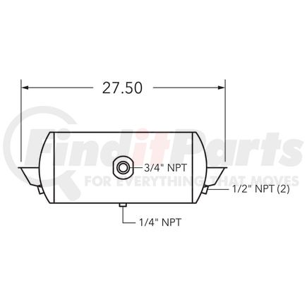 461018 by TRAMEC SLOAN - Air Tank, 9.5 Diameter, 3/4 Main Port, 3/8 End Port