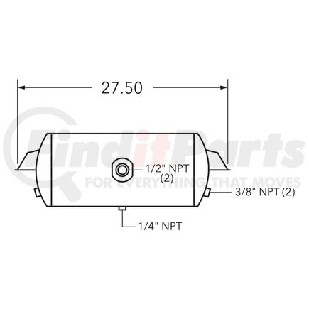 461019 by TRAMEC SLOAN - Air Tank, 9.5 Diameter, 1/2 (2) Main Port, 3/8 End Port