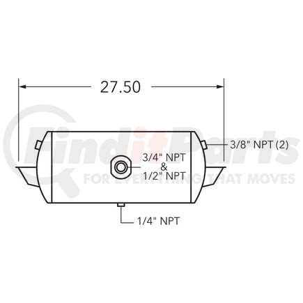 461034 by TRAMEC SLOAN - Air Tank, 9.5 Diameter, 3/4 & 1/2 Main Port, 3/8 End Port