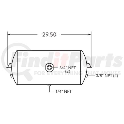 461035 by TRAMEC SLOAN - Air Tank, 12 Diameter, 3/4 & 1/2 Main Port, 3/8 End Port, 12.34 Gal