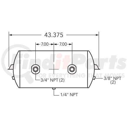 461039 by TRAMEC SLOAN - Air Tank, 12 Diameter, 3/4 (2) Main Port, 3/8 End Port, 19.05 Gal