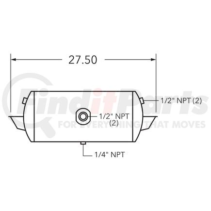 461040 by TRAMEC SLOAN - Air Tank, 9.5 Diameter, 1/2 (2) Main Port, 1/2 End Port