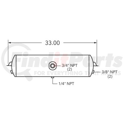 461027 by TRAMEC SLOAN - Air Tank, 8 Diameter, 3/4 Main Port, 3/8 End Port