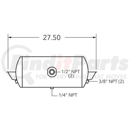 461029 by TRAMEC SLOAN - Air Tank, 9.5 Diameter, 1/2 (2) Main Port, 3/8 End Port