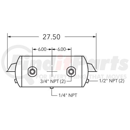 461032 by TRAMEC SLOAN - Air Tank, 9.5 Diameter, 3/4 (2) Main Port, 1/2 End Port