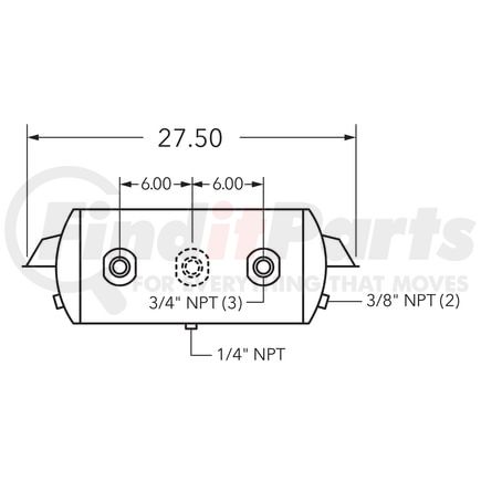 461050 by TRAMEC SLOAN - Air Tank, 9.5" Diameter, 3/4" (3) Main Ports, 3/8" (2) End Ports. 6.44 Gal