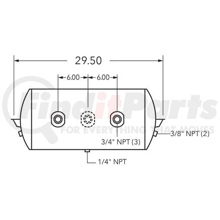 461046 by TRAMEC SLOAN - Air Tank, 12 Diameter, 3/4 (3) Main Port, 3/8 End Port, 12.34 Gal)